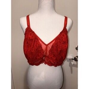 Bralette Savage Fenty plus size wireless bra lace red orange color 3X